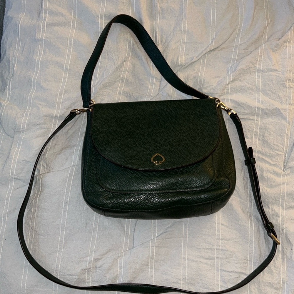 Green leather Kate Spade Satchel Handbag